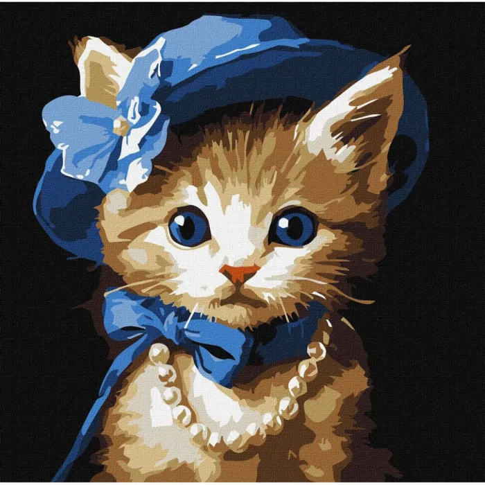 Картина за номерами Котик в капелюсі ©art_selena_ua KHO6739, 30x30 см