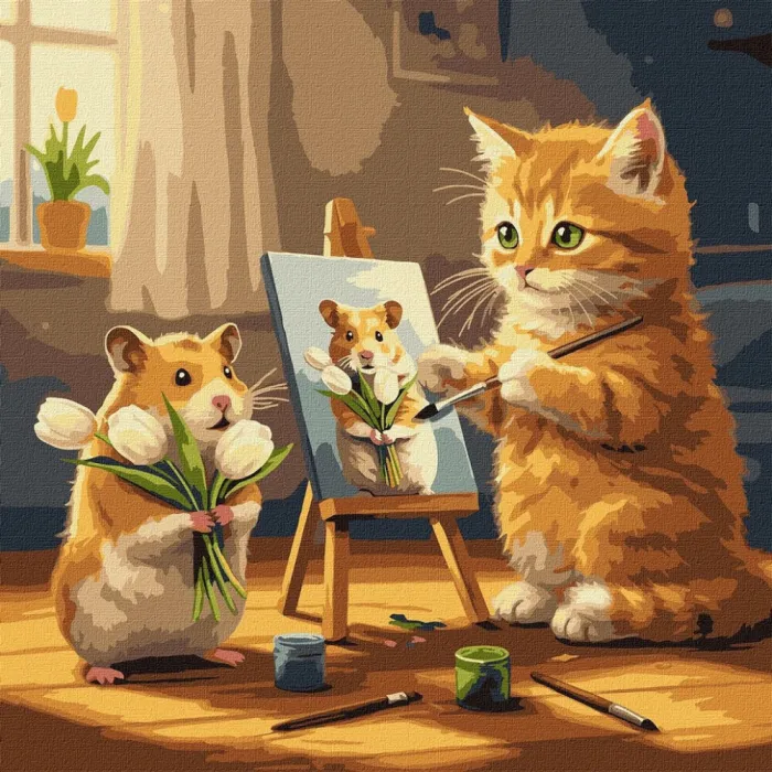 Картина за номерами Кіт художник ©art_selena_ua KHO6758, 40x40 см