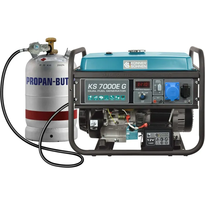 Генератор газобензиновий Konner&Sohnen KS 7000E G, 230В, 5.5кВт, електростартер, 77.2кг