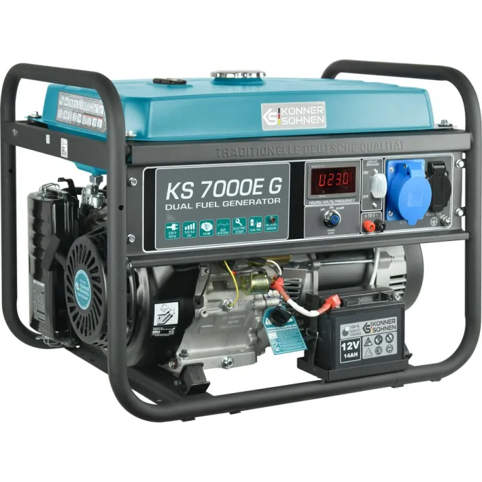 Генератор газобензиновий Konner&Sohnen KS 7000E G, 230В, 5.5кВт, електростартер, 77.2кг