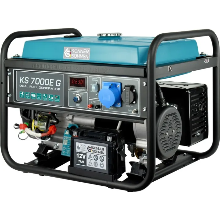 Генератор газобензиновий Konner&Sohnen KS 7000E G, 230В, 5.5кВт, електростартер, 77.2кг