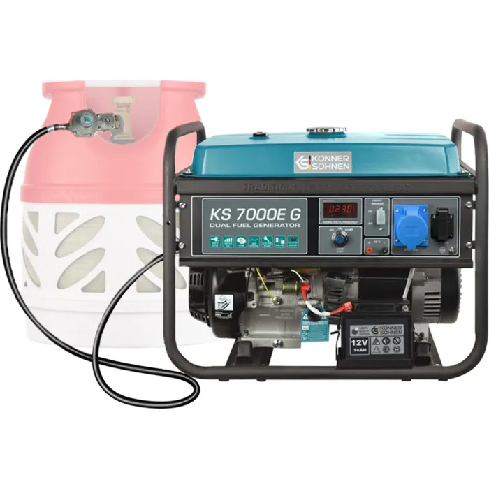 Генератор газобензиновий Konner&Sohnen KS 7000E G, 230В, 5.5кВт, електростартер, 77.2кг