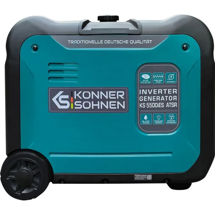 Генератор інверторний бензиновий Konner&Sohnen KS 5500iES ATSR, 230В, 5.5кВт, АВР(ATS), електростартер, 52кг