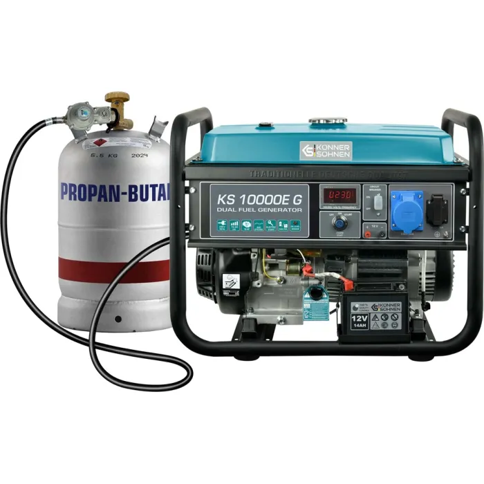 Генератор газобензиновий Konner&Sohnen KS 10000E G, 230В, 8.0кВт, електростартер, 87кг