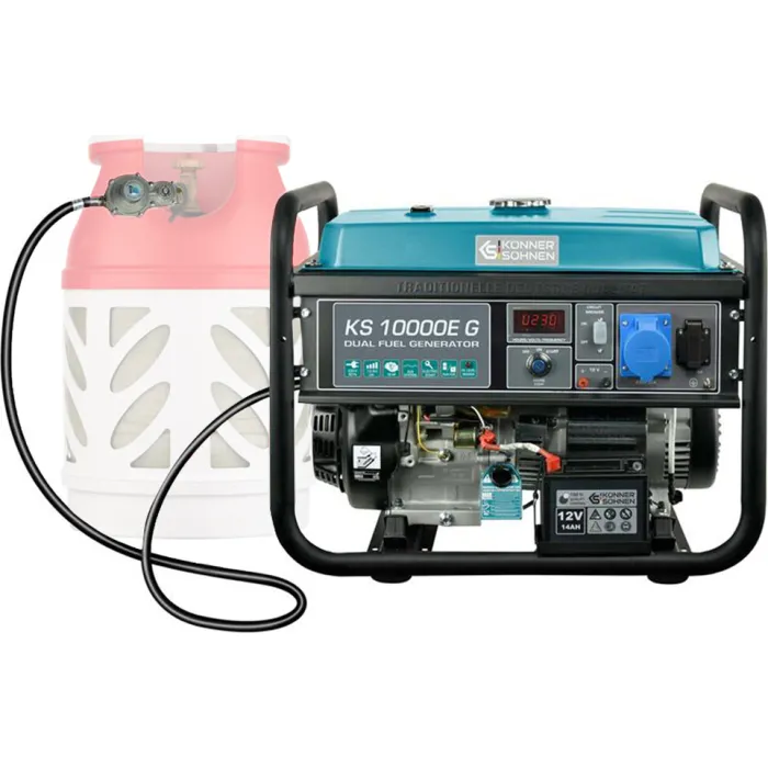 Генератор газобензиновий Konner&Sohnen KS 10000E G, 230В, 8.0кВт, електростартер, 87кг