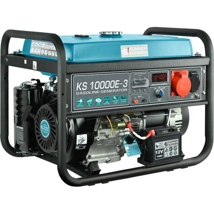 Генератор бензиновий Konner&Sohnen KS 10000E-3, 400В, 7.5кВт, 3 фази, електростартер, 88кг