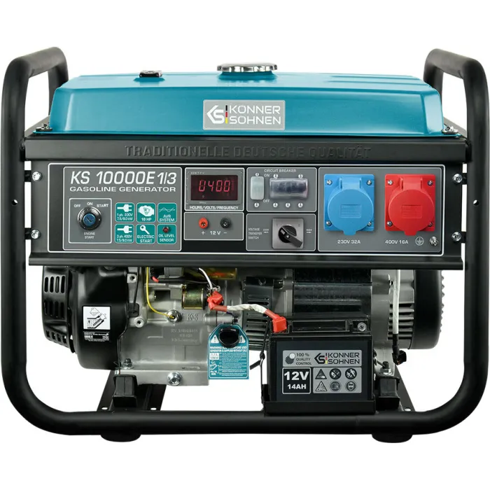 Генератор бензиновий Konner&Sohnen KS 10000E 1/3, 230/400В, 8.0кВт, 34.78/14.45А, електростартер, 88кг