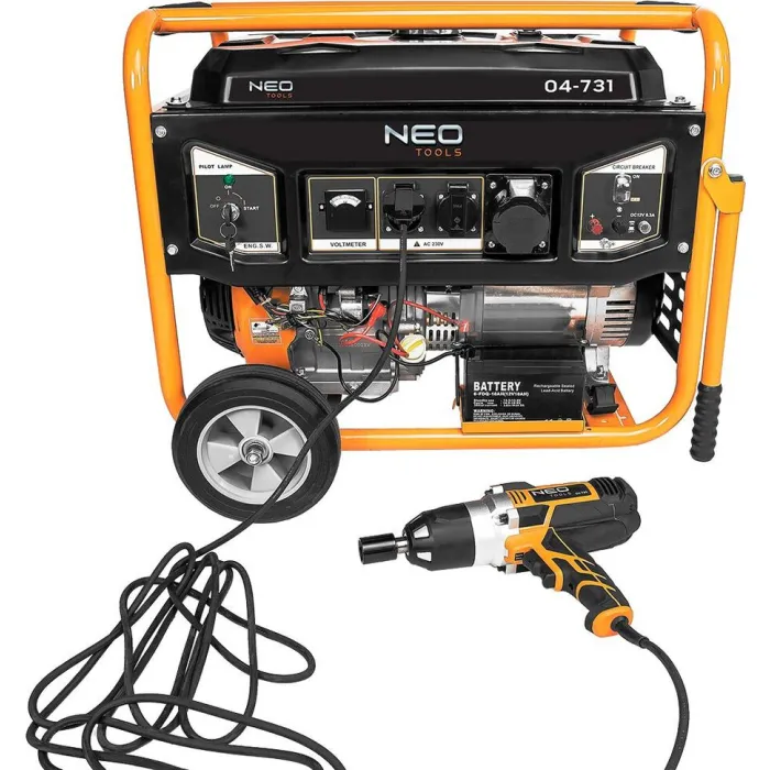 Генератор бензиновий Neo Tools 230В (1 фаза), 6/6.5кВт, електростартер, AVR, 85кг