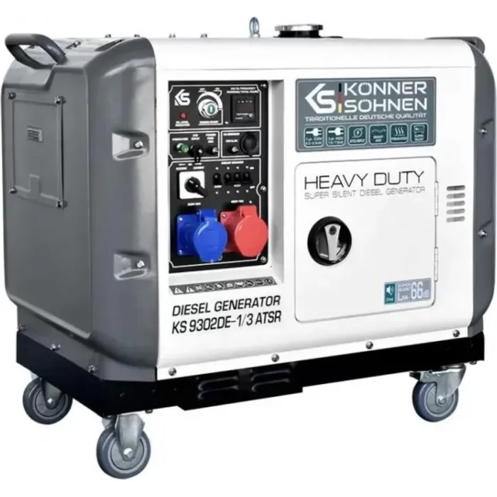 Генератор дизельний Konner&Sohnen KS 9302DE-1/3 ATSR 230/400В 6.5/6.0кВт 7.5/7.0кВт 1/3Фази АВР(ATS) електростартер 168кг