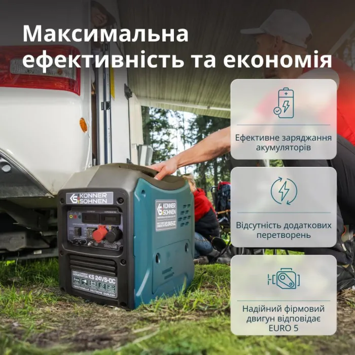 Генератор постійного струму бензиновий Konner&Sohnen KS 24VS-DC 24-27В 60А електростартер 21кг