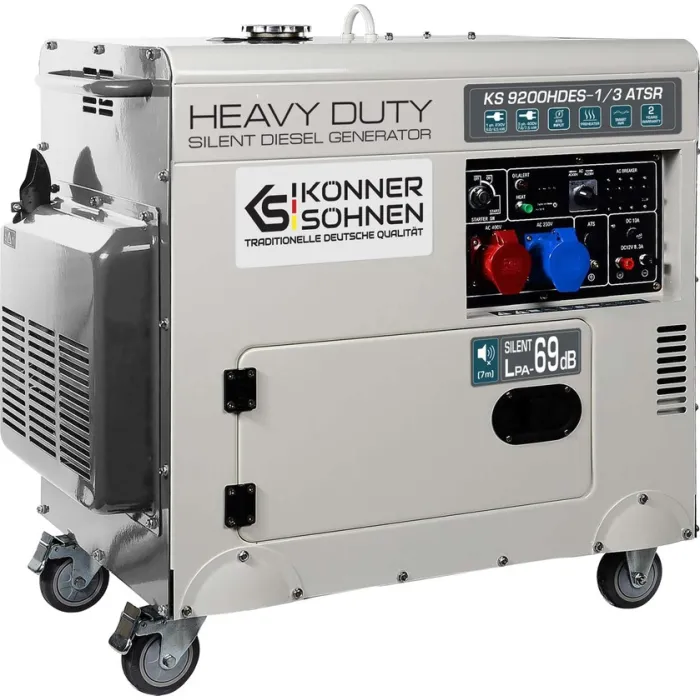 Генератор дизельний Konner&Sohnen KS 9200HDES-1/3 ATSR (EURO V),230/400В,6.5/6.0кВт,7.5/7.0кВт,1/3Фази, АВР(ATS), електростартер, 168кг