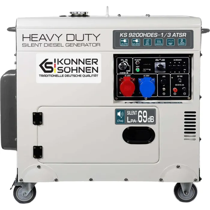 Генератор дизельний Konner&Sohnen KS 9200HDES-1/3 ATSR (EURO V),230/400В,6.5/6.0кВт,7.5/7.0кВт,1/3Фази, АВР(ATS), електростартер, 168кг