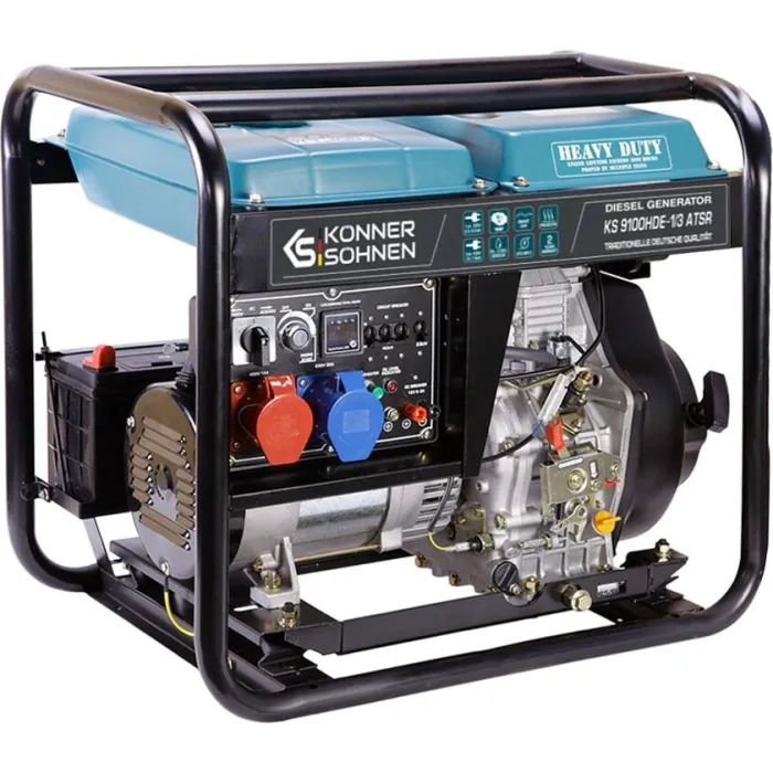 Генератор дизельний Konner&Sohnen KS 9100HDE-1/3 ATSR (EURO V), 230/400В, 6.5/6.0кВт, 7.5/7.0кВт, 1/3Фази, АВР(ATS), електростартер, 122кг