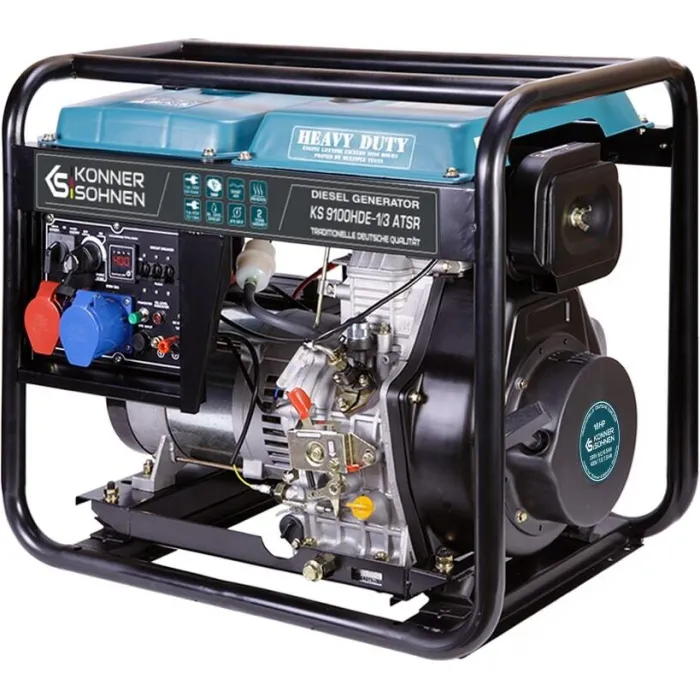 Генератор дизельний Konner&Sohnen KS 9100HDE-1/3 ATSR (EURO V), 230/400В, 6.5/6.0кВт, 7.5/7.0кВт, 1/3Фази, АВР(ATS), електростартер, 122кг