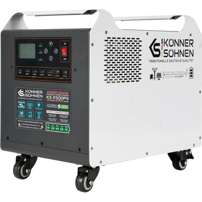 Портативна електростанція Konner&Sohnen KS 2500PS, 2500Вт, 2560 Вт·год, LifePo4, UPS, 31кг