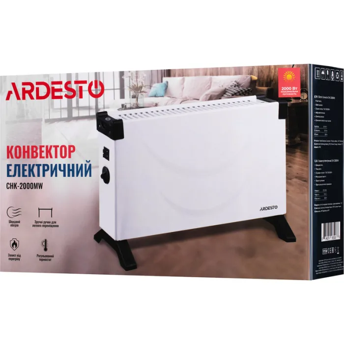 Конвектор ARDESTO, 2000Вт, мех. упр-ння, відкритий нагрів. елемент, білий