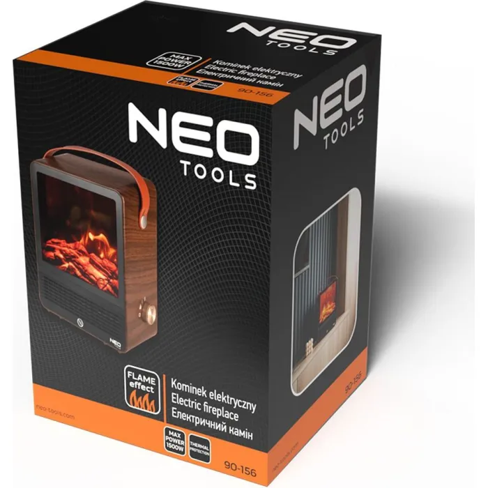 Камін електричний, декоративний Neo Tools, 850/1500Вт, 15–20м2, регулятор, 25х14.4х30.4см, дерево