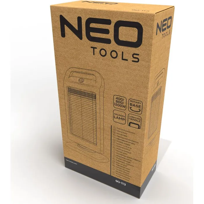 Обігрівач інфрачервоний Neo Tools, 1200Вт, галогенний нагрів. елемент, чорний