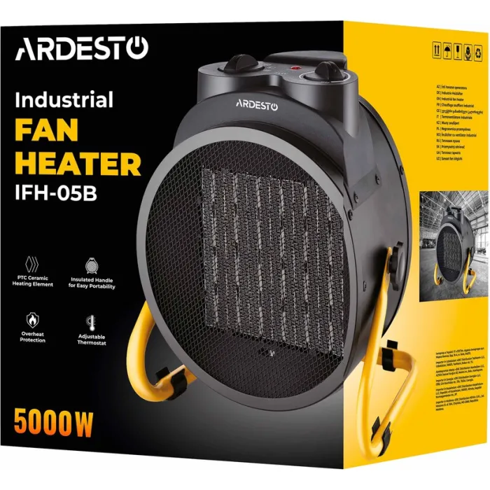 Теплова гармата електрична ARDESTO IFH-05B 5 кВт, 50 м2, 470 м3/г, керамічний. нагрів. елемент, IP20, мех. керування