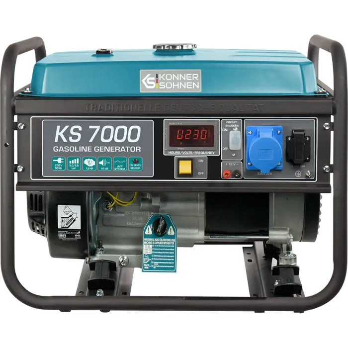 Генератор бензиновий Konner&Sohnen KS 7000, 230В, 5.5кВт, ручний стартер, 69.2кг