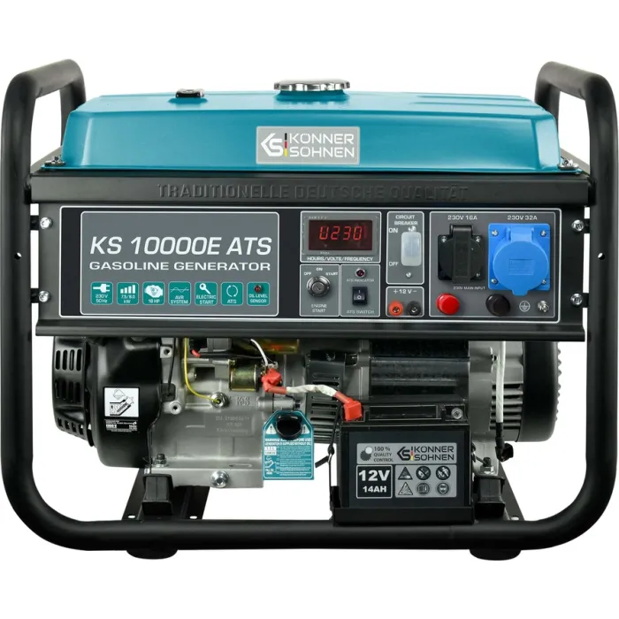 Генератор бензиновий Konner&Sohnen KS 10000E ATS, 230В, 8.0кВт, АВР (ATS), електростартер, 87.8кг