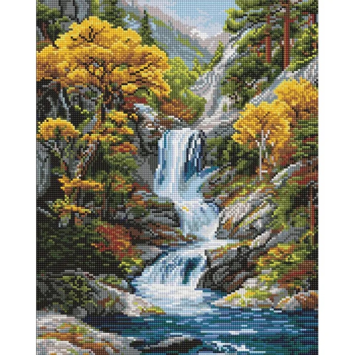 Алмазна мозаїка Під водоспадом осені AMO20004, 40x50 см