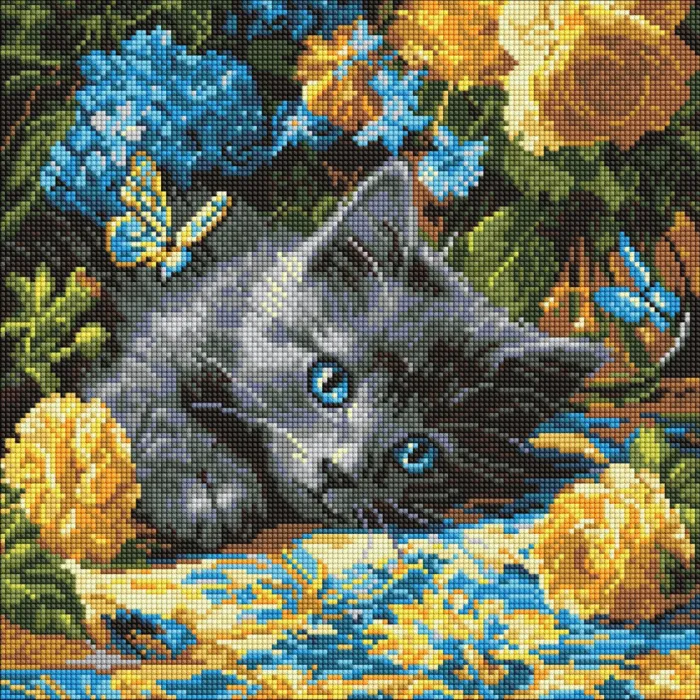 Алмазна мозаїка Кошеня блакитнооке AMO8340, 40x40 см
