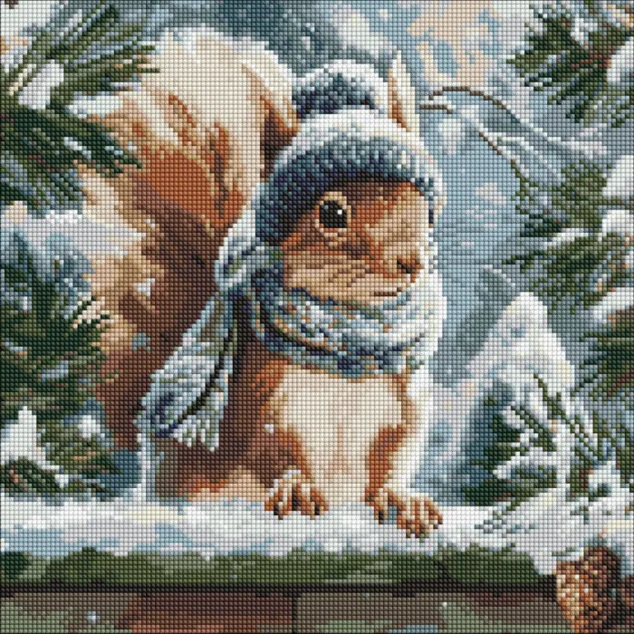 Алмазна мозаїка Зимове білченя AMO20019, 40x40 см