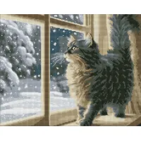 Алмазна мозаїка Снігопад за вікном ©art_selena_ua AMO7801, 40x50см