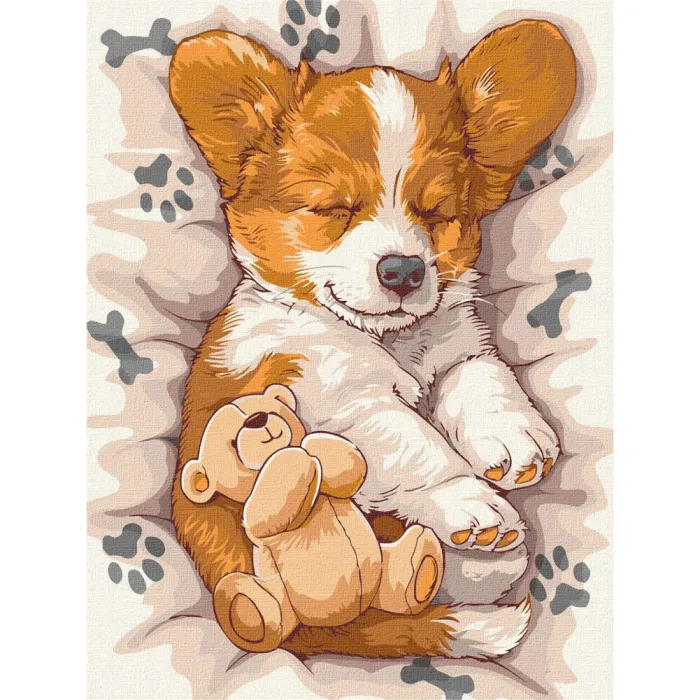 Картина за номерами Сонний коргі KHO6617, 30x40 см