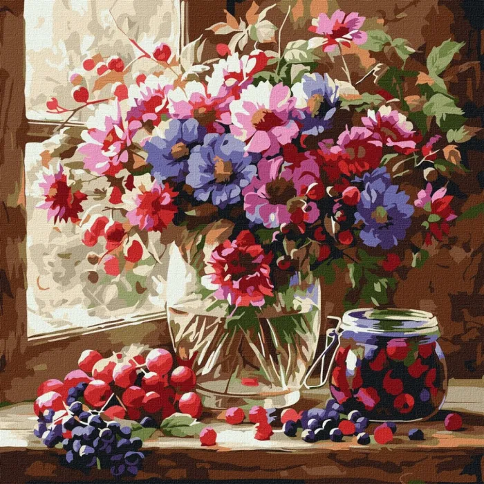 Картина за номерами Букет і фрукти ©art_selena_ua KHO5728, 40x40 см