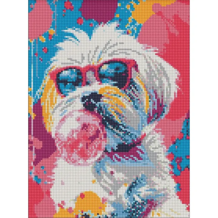Алмазна мозаїка Зухвалий пес у рожевому ©art_selena_ua AMO20097, 30x40 см