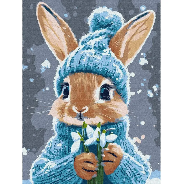 Картина за номерами Кролик з підсніжниками ©art_selena_ua KHO6751, 30x40 см