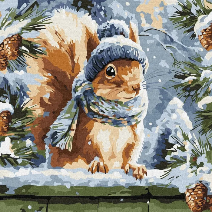 Картина за номерами Зимове білченя ©art_selena_ua KHO6841, 40x40 см