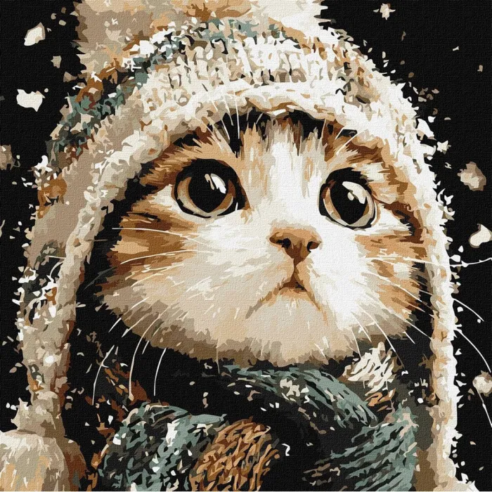 Картина за номерами Сніговий котик ©art_selena_ua KHO6847, 40x40 см