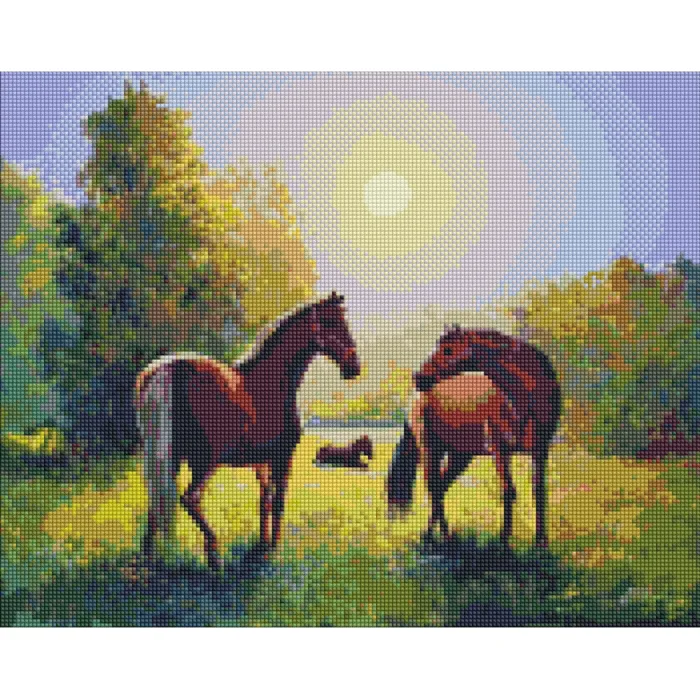 Алмазна мозаїка Родина конячок ©Олександр Закусилов AMO7643 Ідейка 40x50 см