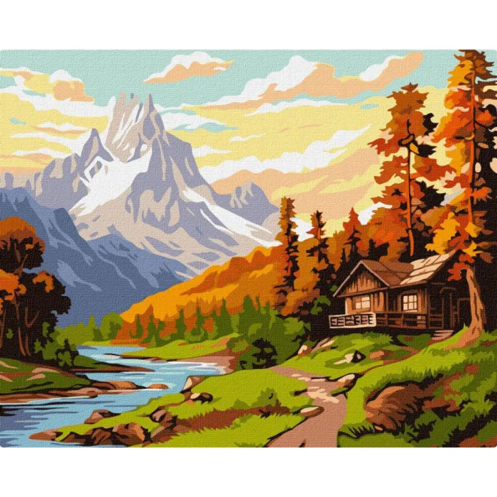 Картина за номерами Будинок посеред гір KHO6339 40x50 см
