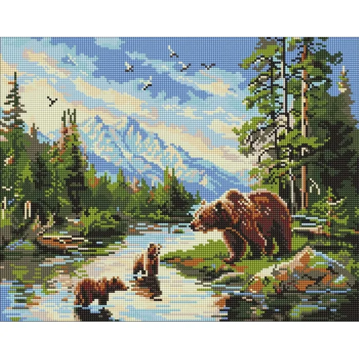 Алмазна мозаїка Ведмедиця і ведмежата ©art_selena_ua AMO20089, 40x50 см