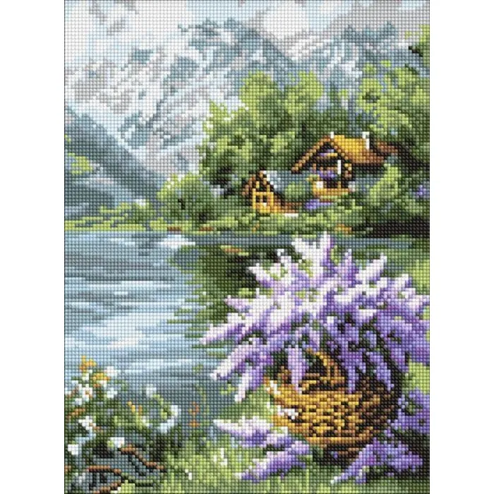 Алмазна мозаїка Бузковий кошик ©art_selena_ua AMO8098, 30x40 см