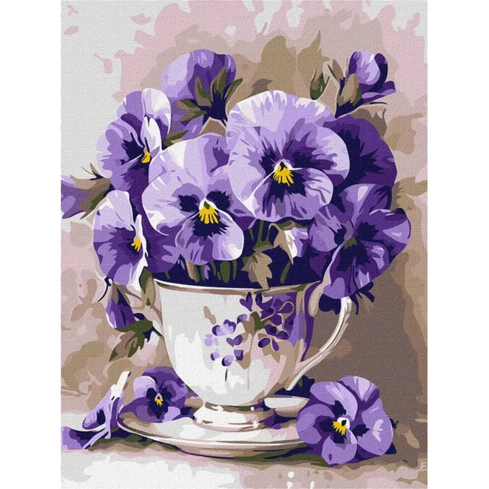 Картина за номерами Чай з фіалками ©art_selena_ua KHO3335, 30x40 см