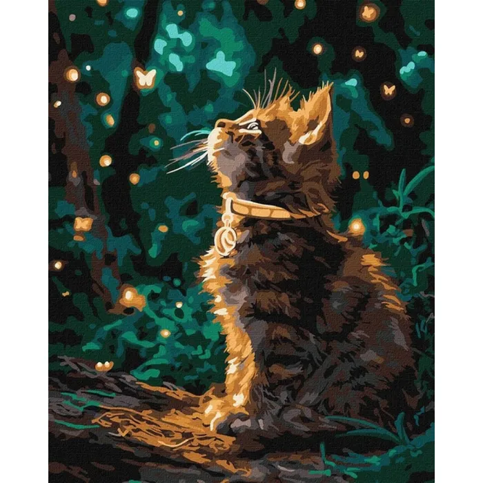 Картина за номерами Кошеня та світлячки ©art_selena_ua KHO6881, 40x50 см
