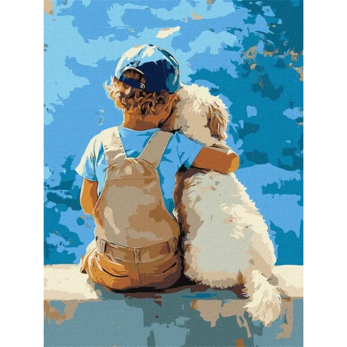 Картина за номерами Хлопчик та пес ©art_selena_ua KHO8639, 30x40 см