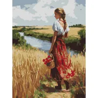 Картина за номерами Українка та лани KHO8486, 30x40 см