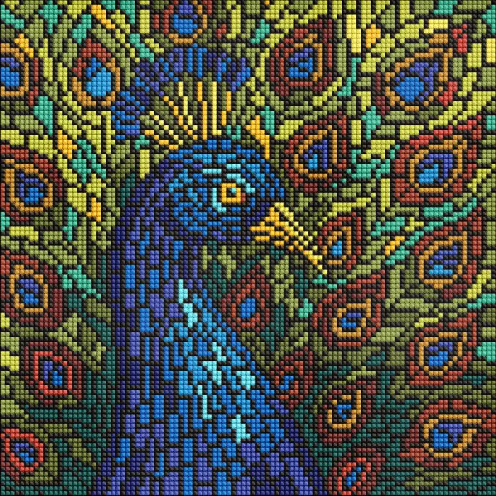 Алмазна мозаїка Вітраж Павич AMO8323, 30x30 см