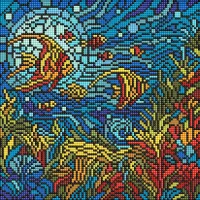 Алмазна мозаїка Вітраж Морський світ AMO8324, 30x30 см