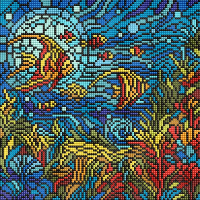 Алмазна мозаїка Вітраж Морський світ AMO8324, 30x30 см