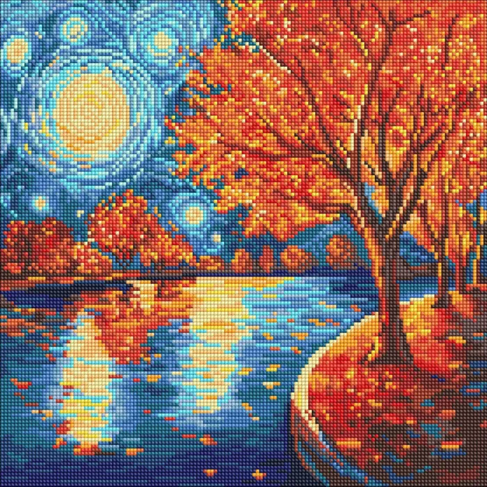 Алмазна мозаїка Осіння ніч AMO8333, 40x40 см