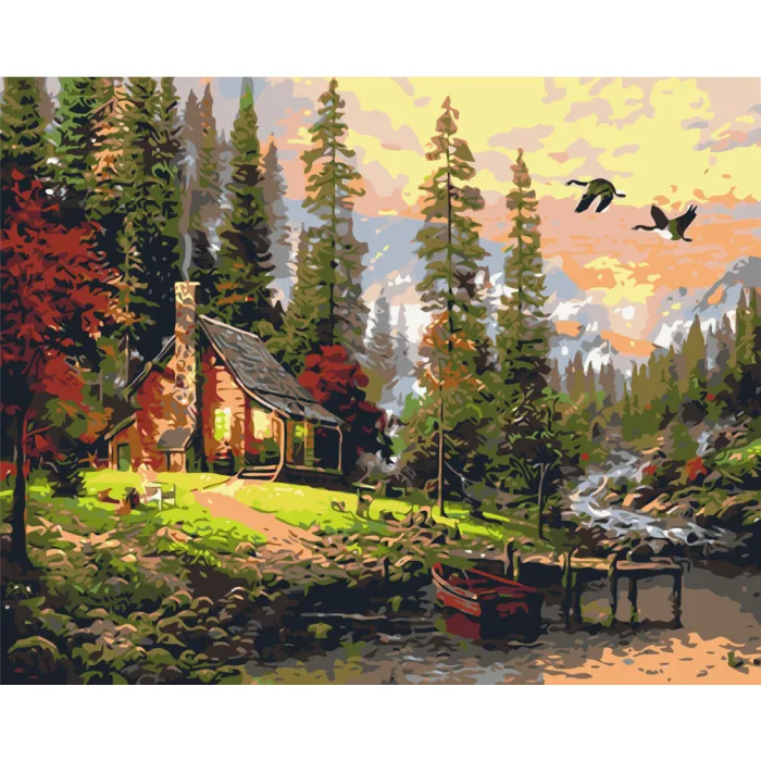 Картина за номерами Мисливський будиночок LW1831, 40x50 см