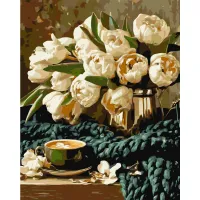 Картина за номерами Букет квітів з кавою LW30980-01, 40x50 см
