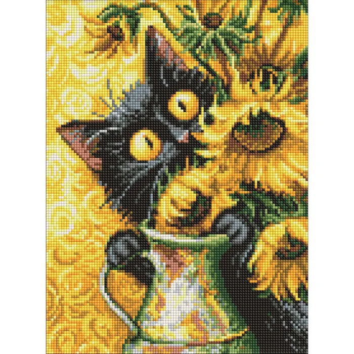 Алмазна мозаїка Кіт та соняхи AMO20339, 30x40 см